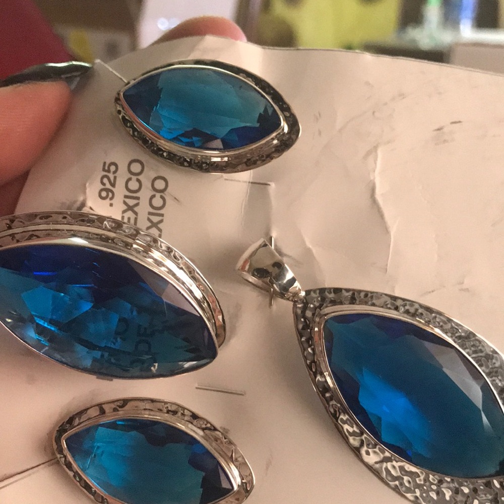 Set ring earrings,stone silver .925